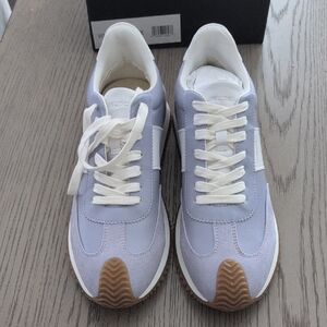 J Slides Lavender and White Sneakers